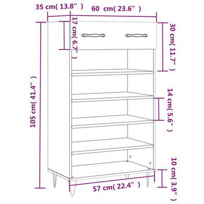 vidaXL skoreol 60x35x105 cm konstrueret træ sonoma-eg