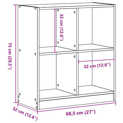 vidaXL skab 68,5x32x75 cm konstrueret træ betongrå