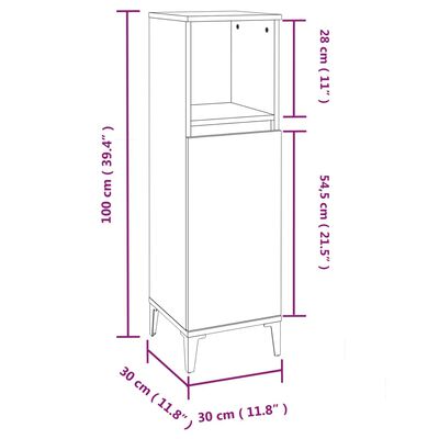 vidaXL badeværelsesskab 30x30x100 cm konstrueret træ hvid