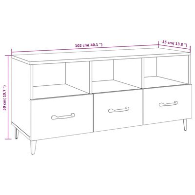 vidaXL tv-bord 102x35x50 cm konstrueret træ sort