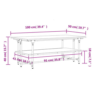 vidaXL sofabord 100x50x40 cm konstrueret træ sonoma-eg