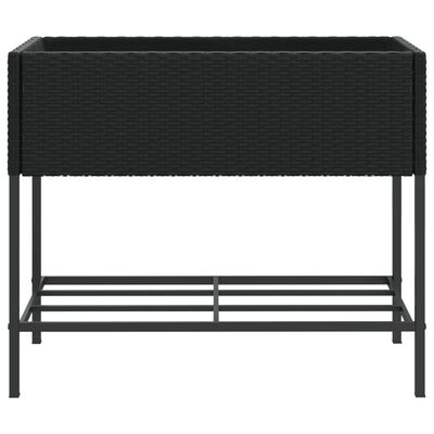 vidaXL plantekasser 2 stk. med hylde 90x40x75 cm polyrattan sort