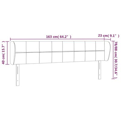 vidaXL sengegavl med kanter 163x23x78/88 cm fløjl sort