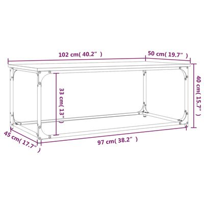 vidaXL sofabord 102x50x40 cm konstrueret træ og jern Sonoma-eg