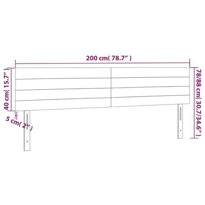 vidaXL sengegavl med LED-lys 200x5x78/88 cm stof gråbrun