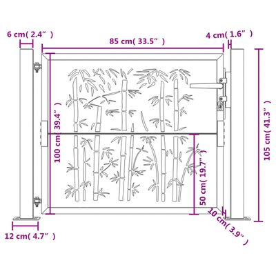 vidaXL havelåge 105x105 cm cortenstål bambusdesign