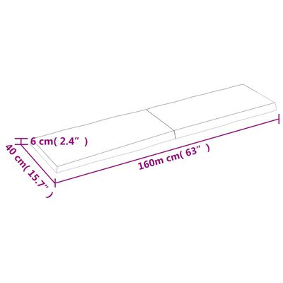 vidaXL bordplade 160x40x(2-6) cm naturlig kant behandlet træ mørkebrun