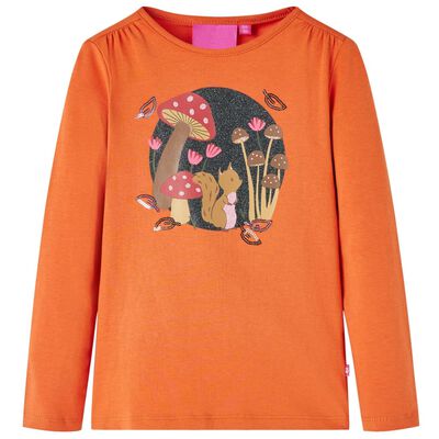 Langærmet T-shirt til børn str. 128 cm orange