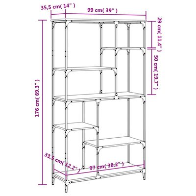 vidaXL bogreol 99x35,5x176 cm konstrueret træ og jern sort