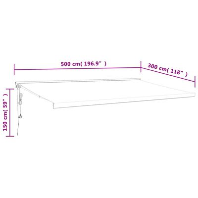 vidaXL foldemarkise 5x3 m stof og aluminium blå og hvid