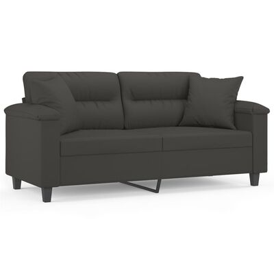 vidaXL 2-personers sofa m. puder hynder 140 cm mikrofiberstof mørkegrå