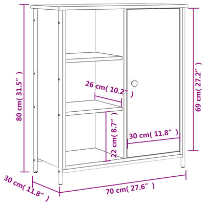 vidaXL skænk 70x30x80 cm konstrueret træ røget egetræsfarve