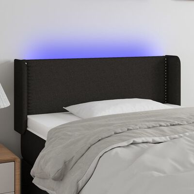 vidaXL sengegavl med LED-lys 83x16x78/88 cm stof sort