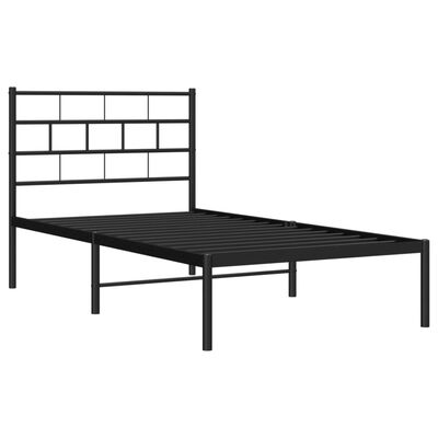 vidaXL sengeramme med sengegavl 90x200 cm metal sort