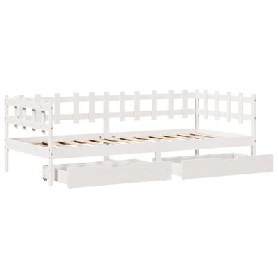 vidaXL daybed med skuffer 90x190 cm massivt fyrretræ hvid