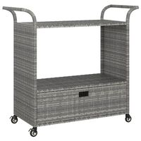 vidaXL barvogn med skuffe 100x45x97 cm polyrattan grå