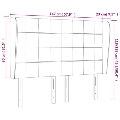 vidaXL sengegavl med kanter 147x23x118/128 cm stof gråbrun