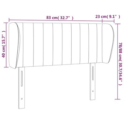 vidaXL sengegavl med kanter 83x23x78/88 cm stof sort