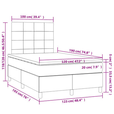 vidaXL kontinentalseng med madras 120x190 cm stof cremefarvet