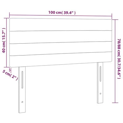 vidaXL sengegavl 100x5x78/88 cm fløjl lysegrå