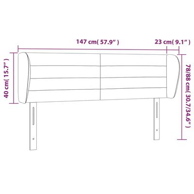 vidaXL sengegavl med kanter 147x23x78/88 cm stof mørkegrå