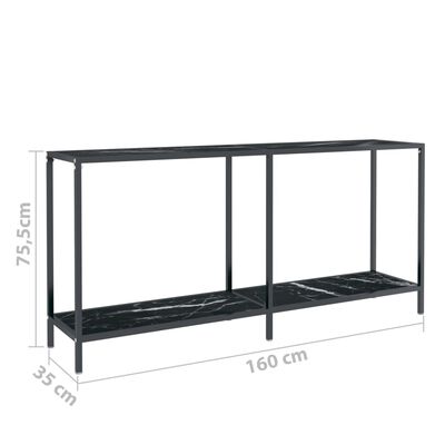 vidaXL konsolbord 160x35x75,5 cm hærdet glas sort