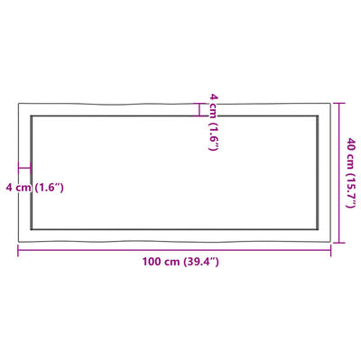 vidaXL bordplade 100x40x(2-6) cm naturlig kant behandlet træ lysebrun