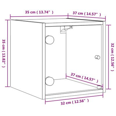 vidaXL sengeborde 2 stk. med glaslåger 35x37x35 cm betongrå