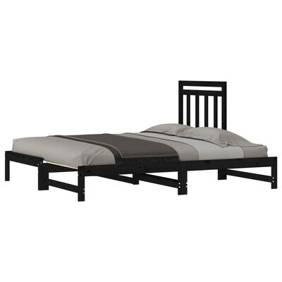 vidaXL daybed med udtræk 2x(90x200) cm massivt fyrretræ sort