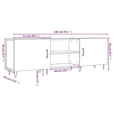 vidaXL tv-bord 150x30x50 cm konstrueret træ betongrå