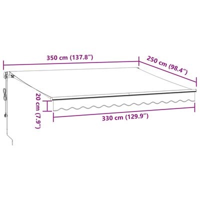 vidaXL markise 350x250 cm automatisk betjening antracitgrå og hvid