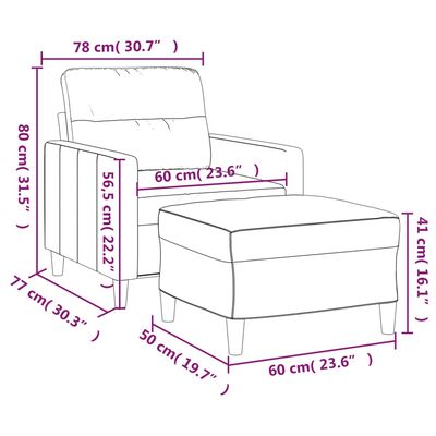 vidaXL sofastol med fodskammel 60 cm stof Mørkegrå