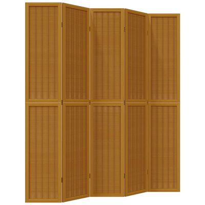 vidaXL rumdeler 5 paneler massivt kejsertræ brun