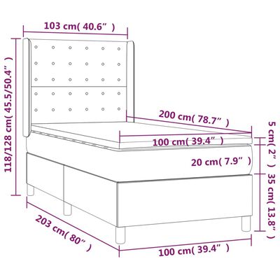 vidaXL kontinentalseng med madras 100x200 cm stof sort