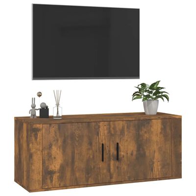 vidaXL væghængt tv-skab 100x34,5x40 cm røget egetræ