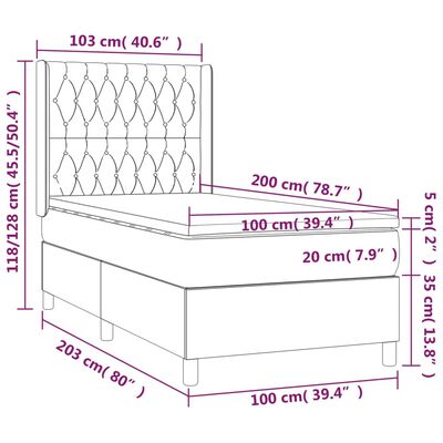 vidaXL kontinentalseng med madras 100x200 cm stof mørkebrun