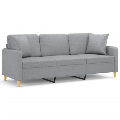 vidaXL 3-personers sofa med pyntepuder 180 cm stof lysegrå