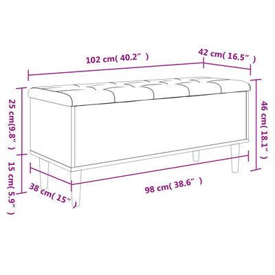 vidaXL opbevaringsbænk 102x42x46 cm konstrueret træ sort