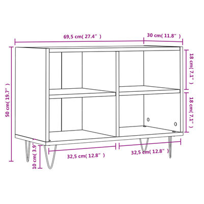 vidaXL tv-bord 69,5x30x50 cm konstrueret træ betongrå