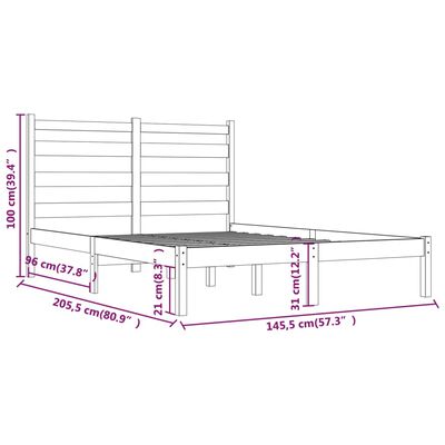 vidaXL sengeramme 140x200 cm massivt fyrretræ sort