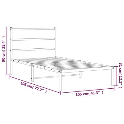 vidaXL sengeramme med sengegavl 100x190 cm metal sort