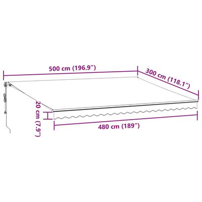 vidaXL markise m. LED 500x300 cm automatisk betjening antracitgrå hvid