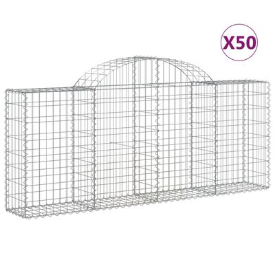 vidaXL buede gabionkurve 50 stk. 200x30x80/100 cm galvaniseret jern