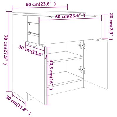 vidaXL skænk 60x30x70 cm konstrueret træ betongrå