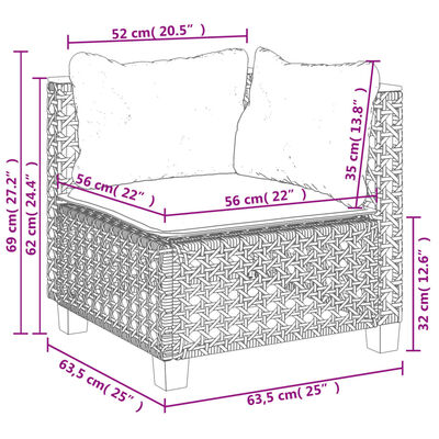 vidaXL sofasæt til haven 5 dele med hynder polyrattan sort