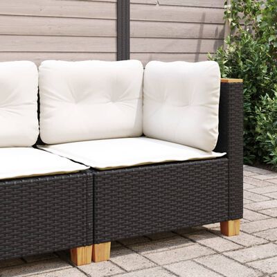 vidaXL 3-personers havesofa med hynder polyrattan sort