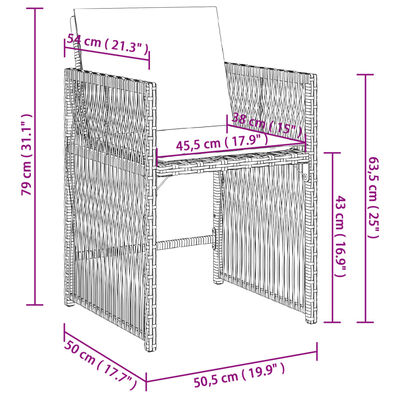 vidaXL havestole med hynder 4 stk. polyrattan sort