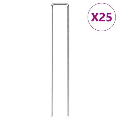 vidaXL jordpløkker 25 stk. U-facon 20x3,5 cm galvaniseret stål