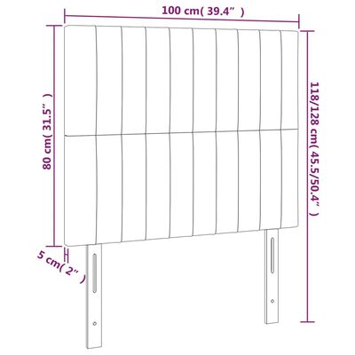 vidaXL sengegavle 2 stk. 100x5x78/88 cm fløjl lysegrå