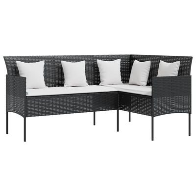 vidaXL L-formet sofa med hynder polyrattan sort